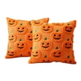 thumbnail image 2 of Halloween Throw Pillow Covers 18x18 Inch, Pumpkin Decorative Square Pillowcases, Farmhouse Holiday Cushion Covers for Sofa Living Room Home Fall Halloween Thanksgiving Decor, 2 of 5