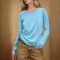 thumbnail image 2 of Qingpeng Womens Long Sleeve Shirts Crewneck Fall Tops Casual Loose Fit Basic Pullover Top, 2 of 8
