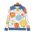 thumbnail image 4 of QASIEATN Long Sleeve Tops for Women Casual Lapel Denim Stitching Pullover Sweatshirt Spring Fall Fashion Clothing, 4 of 8