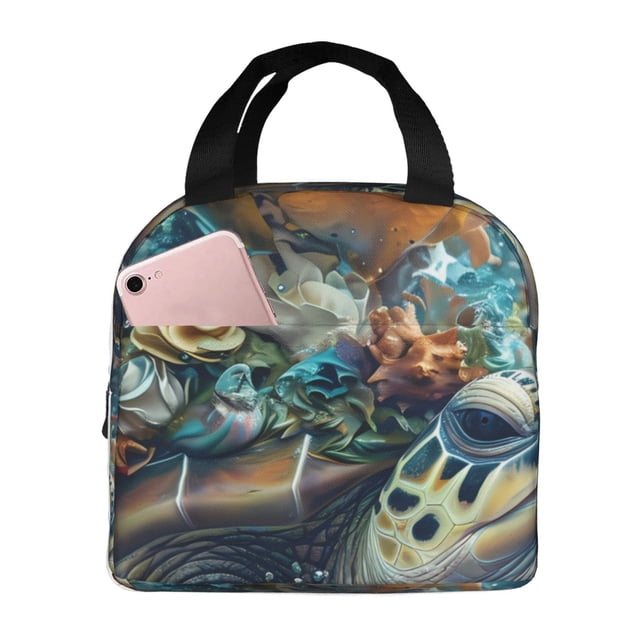 Easygdp Colorful Plant Turtle for Lunch Bag for Work Large Lnsulated Lunch Bag,Leakproof Lunch Box