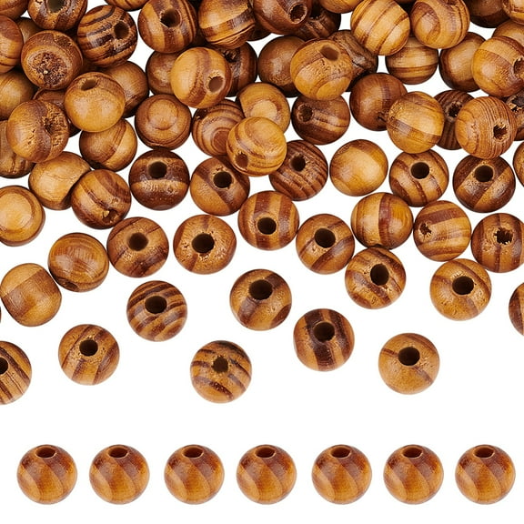 200 Pcs 10mm Natural Wooden Beads Round Loose Spacer Beads Brown Wooden Macrame Beads 3 mm Hole Unfinished Wood Painted Beads for Bracelets Jewelry Making Hair DIY Craft Handmade Decor DIY