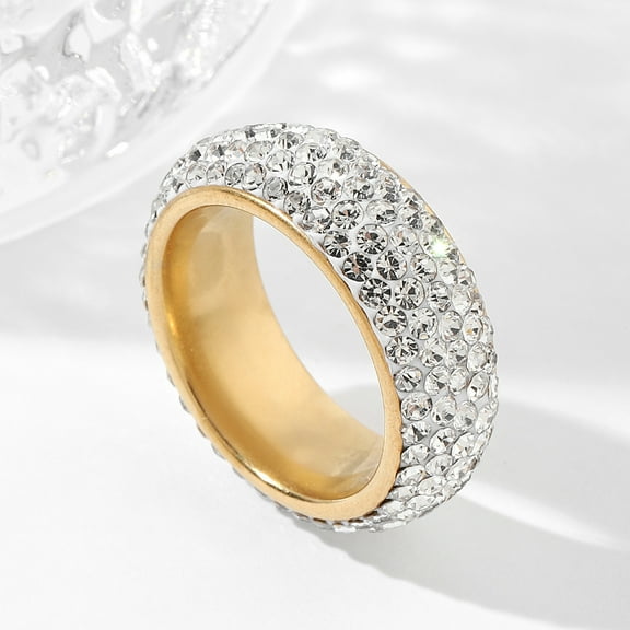 Hip Hop Iced Out Bling Ring 14K Yellow GoldCZ Cubic Zirconia Wedding Engagement Rings For Women Men