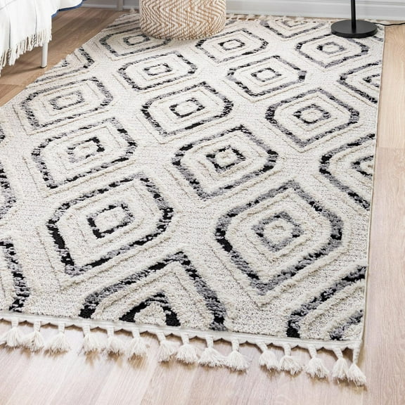 Unique Loom Cherokee Collection Area Rug - Gatlinburg (4' x 6' Rectangle Black and White)