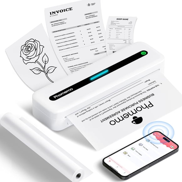 Phomemo M832 Portable Printers Wireless for Travel, Bluetooth Thermal Printer, Inkless Mobile Printer Support 8.5'' x 11'' & A4 Thermal Paper, Compatible with iPhone Android Laptop for Office Car Home