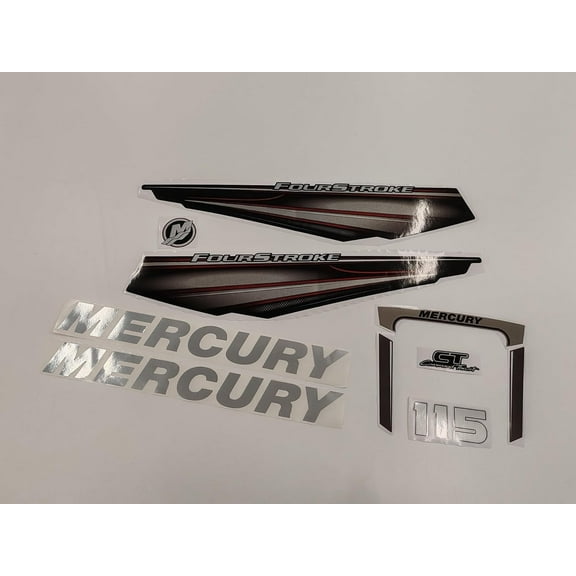 411 Decals Aftermarket Replacement for Mercury 115 Four Stroke (2014-2018) Red Outboard Decal (Sticker) Set