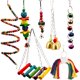 thumbnail image 1 of Juguetes para pájaros, 7 piezas, juguetes para escalar de colores, columpios, escaleras, perchas, campanas, para pájaros, loros, pinzones y periquitos, 1 of 5