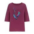 thumbnail image 4 of Camiseta de Manga Corta de la Mujer Casual Cuello Redondo Impresión Superior, Camiseta Ligera para Diario, Fiesta Y Todas las Estaciones, 4 of 4
