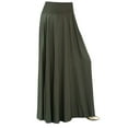 thumbnail image 2 of Baqcunre Fashion Elastic Waist Solid Pleated Skirt Vintage A-line Loose Long Skirts A Line Skirt Pleated Skirt Long Skirt Women Clothing Skirts For Women,Color Army Green,Size L, 2 of 6