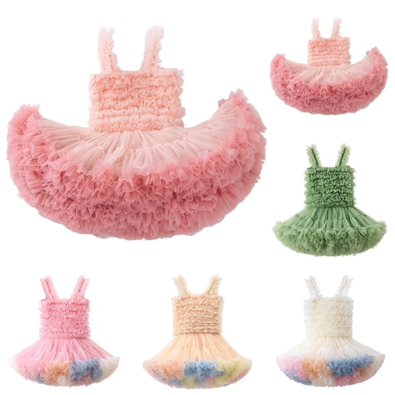 RTKFRFLM Girls Tutu Cake Layered Dress Toddler Puffy Tulle Princess Gown for Birthday Party and Formal Events Kids Elegant Celebration Dress with Multi-layer Skirt Party Wear