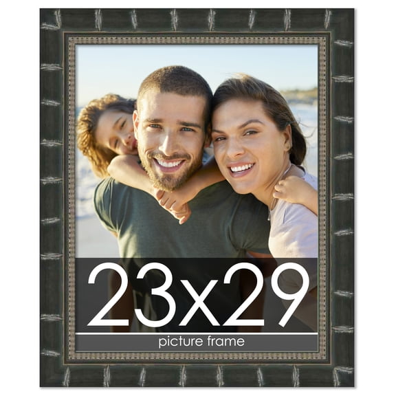 23x29 Bamboo Black Complete Wood Picture Frame with UV Acrylic, Foam Board Backing, & Hardware