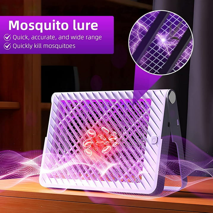 Onemayship Portable Electric Bug Zapper Indoor Outdoor - Foldable Mosquito Killer - Lightweight & Effective - White