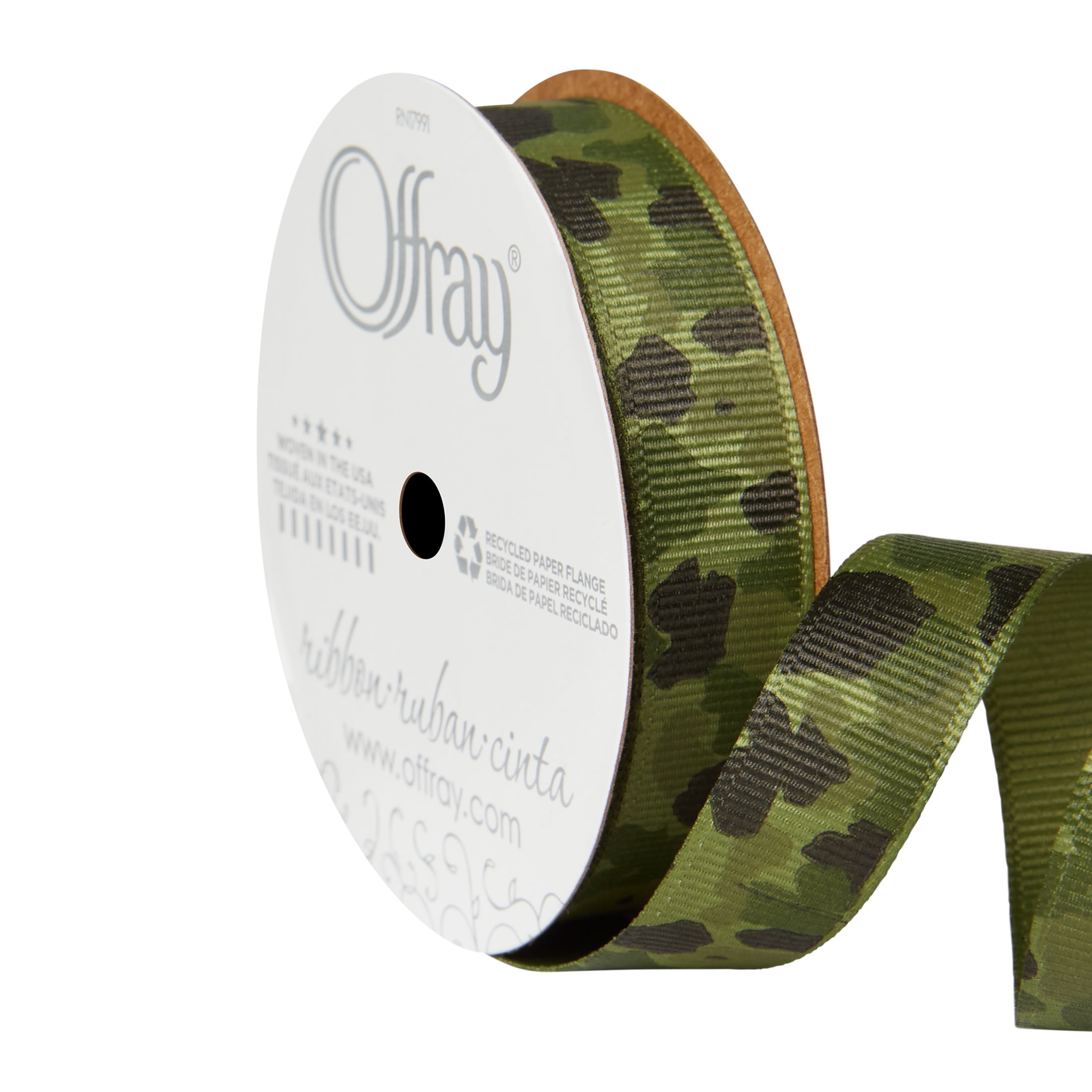 Camouflage Grosgrain Ribbon, 2-Inch, 10-Yard Green