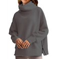thumbnail image 2 of LANGWYQU Long Sleeve Turtle Neckline Women Casual Hoodies Side Zipper Sweatshirt, 2 of 3