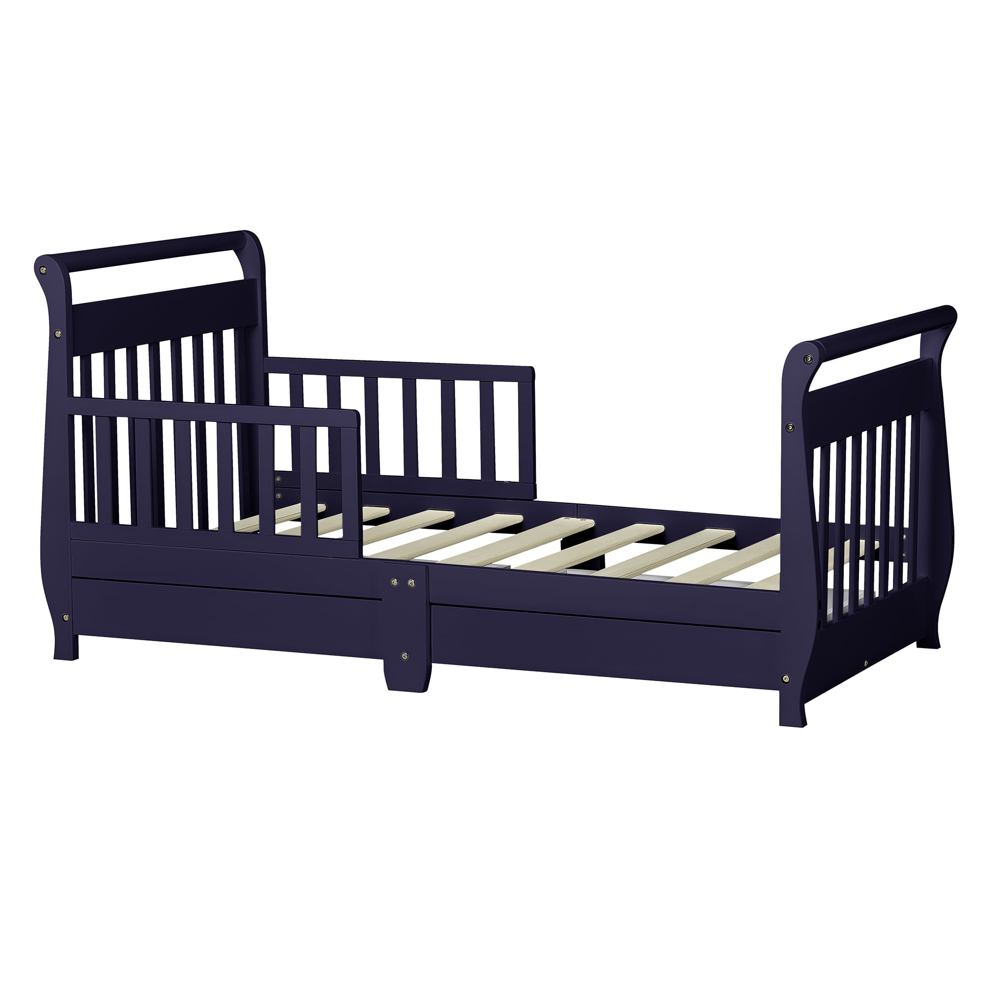 Dream On Me Sleigh Storage Toddler Bed in Storm Grey 