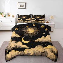 Homewish Moon And Sun Full Size Comforter Sets 3-Piece for Boys Girls,Starry Sky Bedding Comforter Set,Vintage Aesthetic Lightweight Bedding Sets,Breathable Home Decor,Reversible