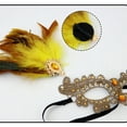 thumbnail image 4 of Xfvqtps Mardi Gras Mask for Women Masquerade Masks Half Face Feather Rhinestone Hollow out Carnival Mask for Makeup Performance Ball Party Gold, 4 of 5
