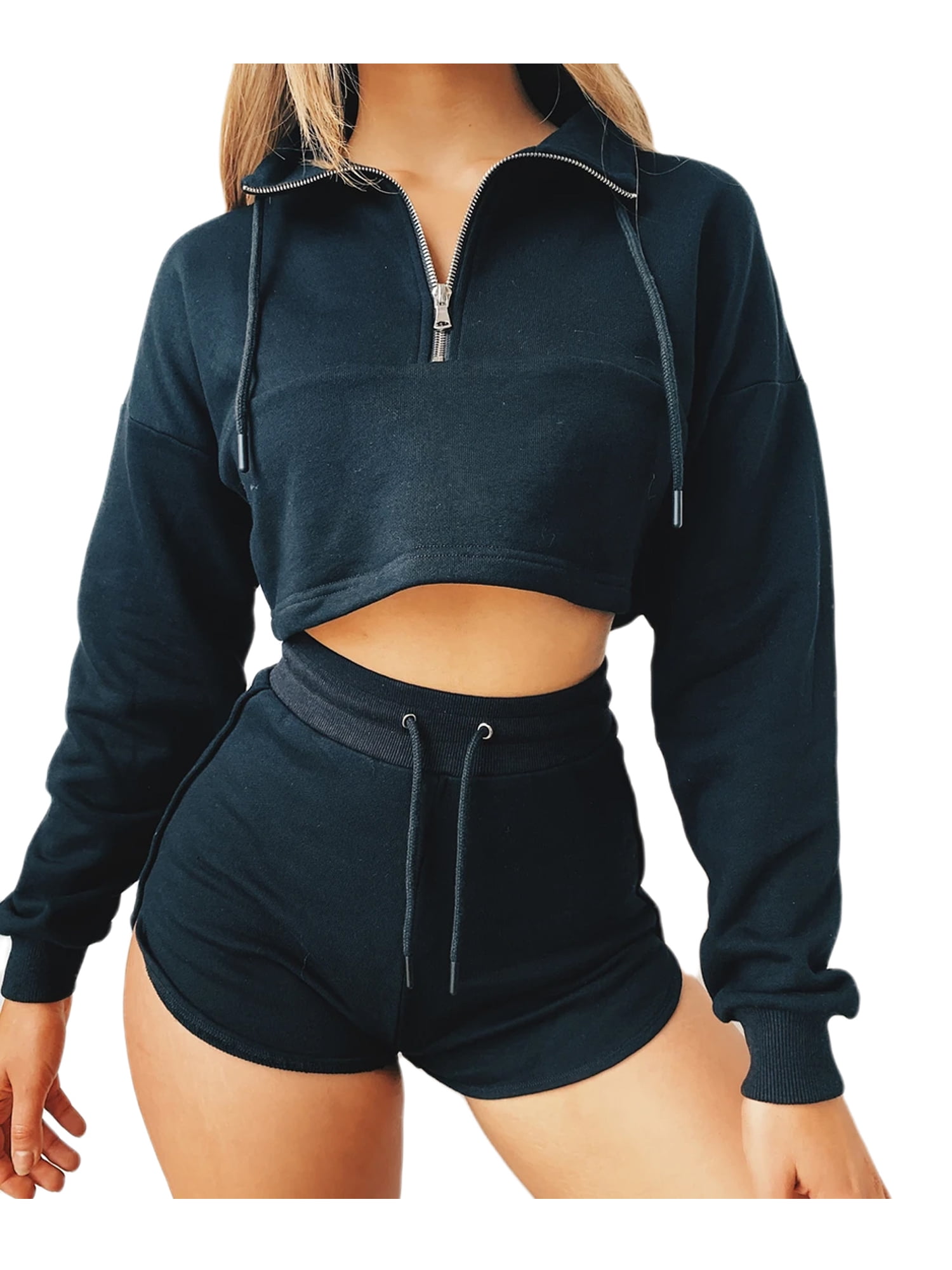 crop top hoodie with shorts