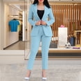 thumbnail image 3 of Scyoekwg Two Piece Blazer Outfits Women Business Office Work 2 Piece Sets Long Sleeve Coat Suit Pants 2 Casual Matching Outfits Two Piece Set Fashion Suit (Sky Blue,M), 3 of 6