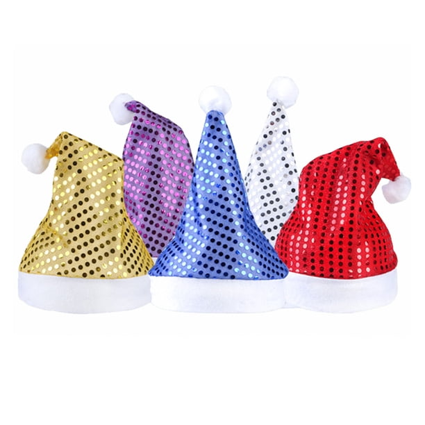 Ounissouiy Gorras de sombrero de Navidad Interesante Lentejuelas exquisitas Sombrero de Papá Noel Suministros para fiestas Festival Headwear Prop Disfraz Kits de decoración para fiestas Ounissouiy HA069654-00