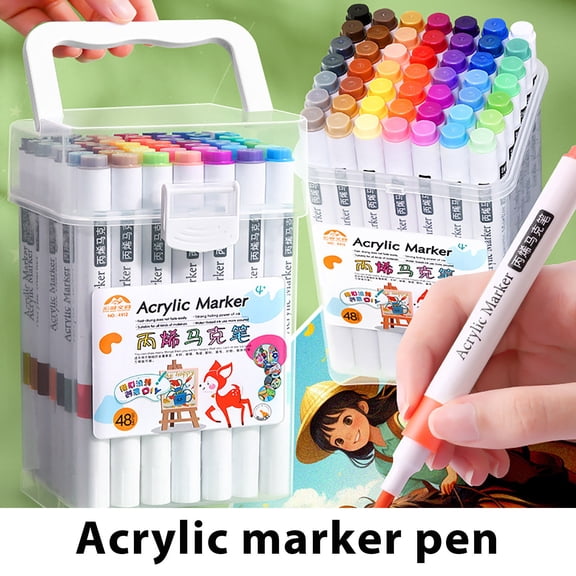 48 Colors Acrylic Paint Markers for Pupils, Washable Non-Bleeding Water-Based Paint Pens, Blendable & Layerable Art Markers for Coloring, Campus Supplies for Pupils