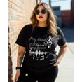 thumbnail image 3 of Women's Graphic T-Shirt Black XL Women's Tops My Brain Is 80% Song Lyrics Crew Neck Short Sleeve Shirts for Women, 3 of 3