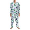 thumbnail image 3 of Naloa Dinosaur Men’s Pajamas Set - Long Sleeve Button Down Sleep Shirt and Pajama Bottoms Sleepwear Set-Small, 3 of 7
