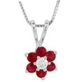 thumbnail image 1 of 0.47 Ct. Flower Cluster Diamond And Natural Heated Ruby Pendant In 14K Gold, 1 of 1