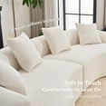 thumbnail image 6 of Oversized Sectional Sofa for Living Room, 110’’ Modern Luxury Plush Chenille 4-Seater Extra Deep & Wide Seat Curved Cloud Couch with 4 Throw Pillows, No Assembly Needed, Cream White, 6 of 9