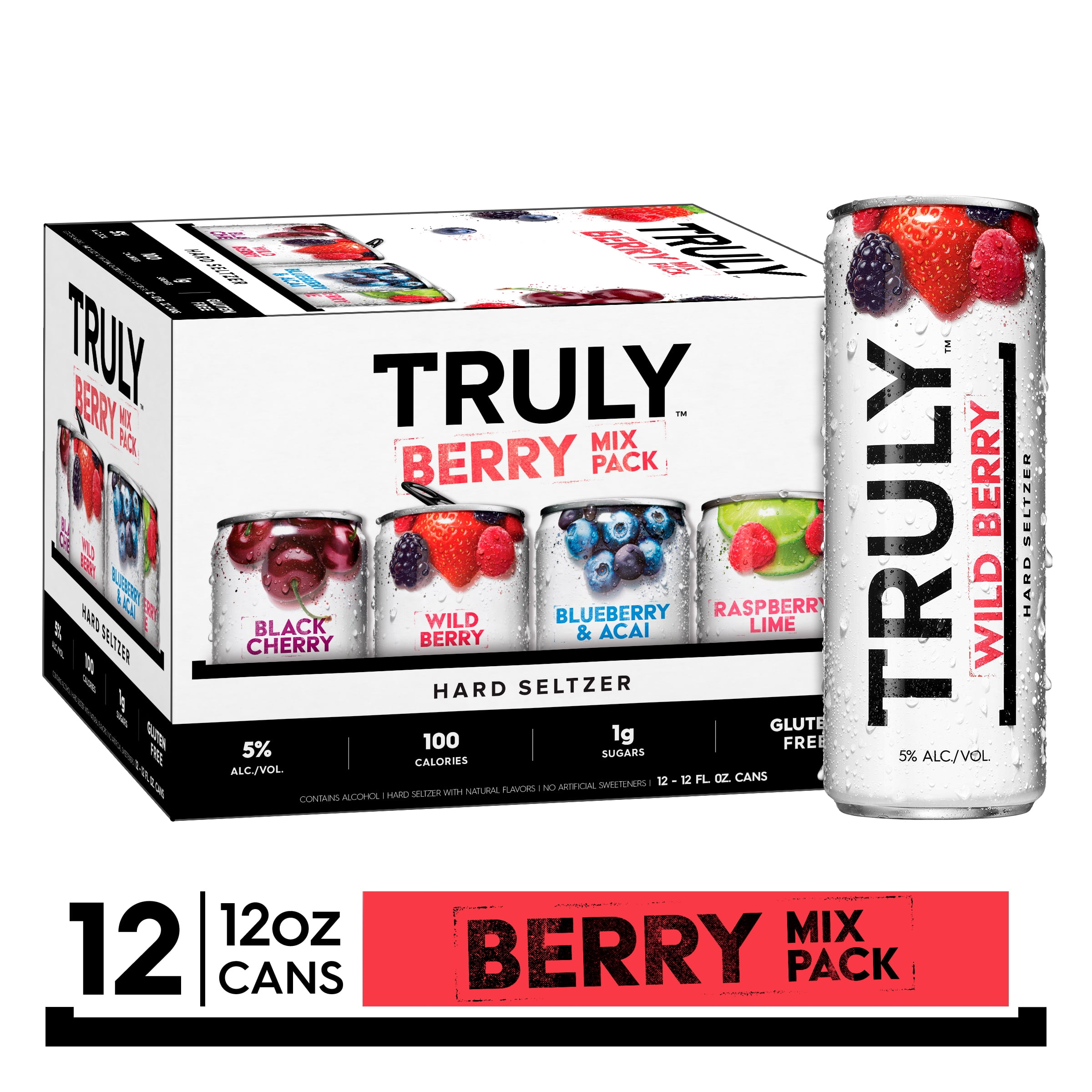 TRULY Hard Seltzer Berry Variety Pack Spiked Sparkling Water 12