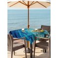 thumbnail image 3 of Outdoor Tablecloth with Umbrella Hole for Patio/Picnic/Party/Camping, Summer Hippo Waterproof Table Cloth Square Cover Washable, Blue Ocean Oil Painting Swimming Ring (60"x 60"), 3 of 8