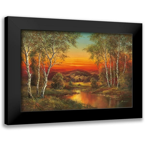 Buchner, H. 14x11 Black Modern Framed Museum Art Print Titled - SUNSET IN MORAVIA