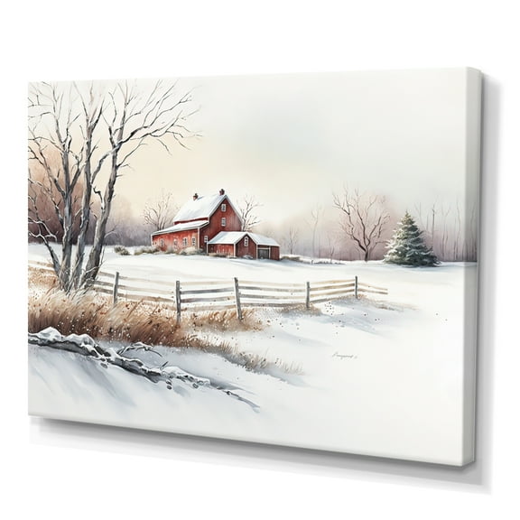 Designart Cold Winter View On The Country V Canvas Wall Art