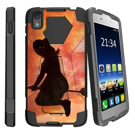 Nitro Fusion Berry - Alcatel One Touch Idol 4 and Nitro 49 Shock Fusion Heavy Duty Dual Layer Kickstand Case - Witch on Broom
