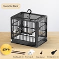 thumbnail image 3 of Travel Bird Cage, Bird Travel Carrier Cage with Handle, 2 Standing Pole, Food Container And 2 Cup, Fruit fork for Lovebirds Cockatiels Small Parrots Canaries, 3 of 7