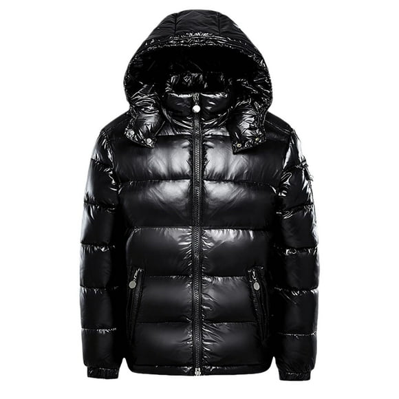 SNOWSONG Clearance! Parkas for Women, Earnmore Men's Warm Down Jackets Plain Winter Snow Down Jackets With Hood Zip Metal Shiny Wind Jacket Parka Black 4XL