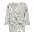 thumbnail image 5 of JoveMarine Women's V-Neck 3/4 Sleeve Floral Print Top Casual Blouse with Slit Hem Spring Fall Fashion Tunic for Daily Wear Weekend Light Gray S, 5 of 6