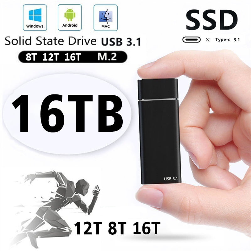 2 To, noir 2 To External Hard Drive Type-C/USB 3.1 Ultra-Slim Portable HDD External Hard Drive Great for Gaming Professionals Students 