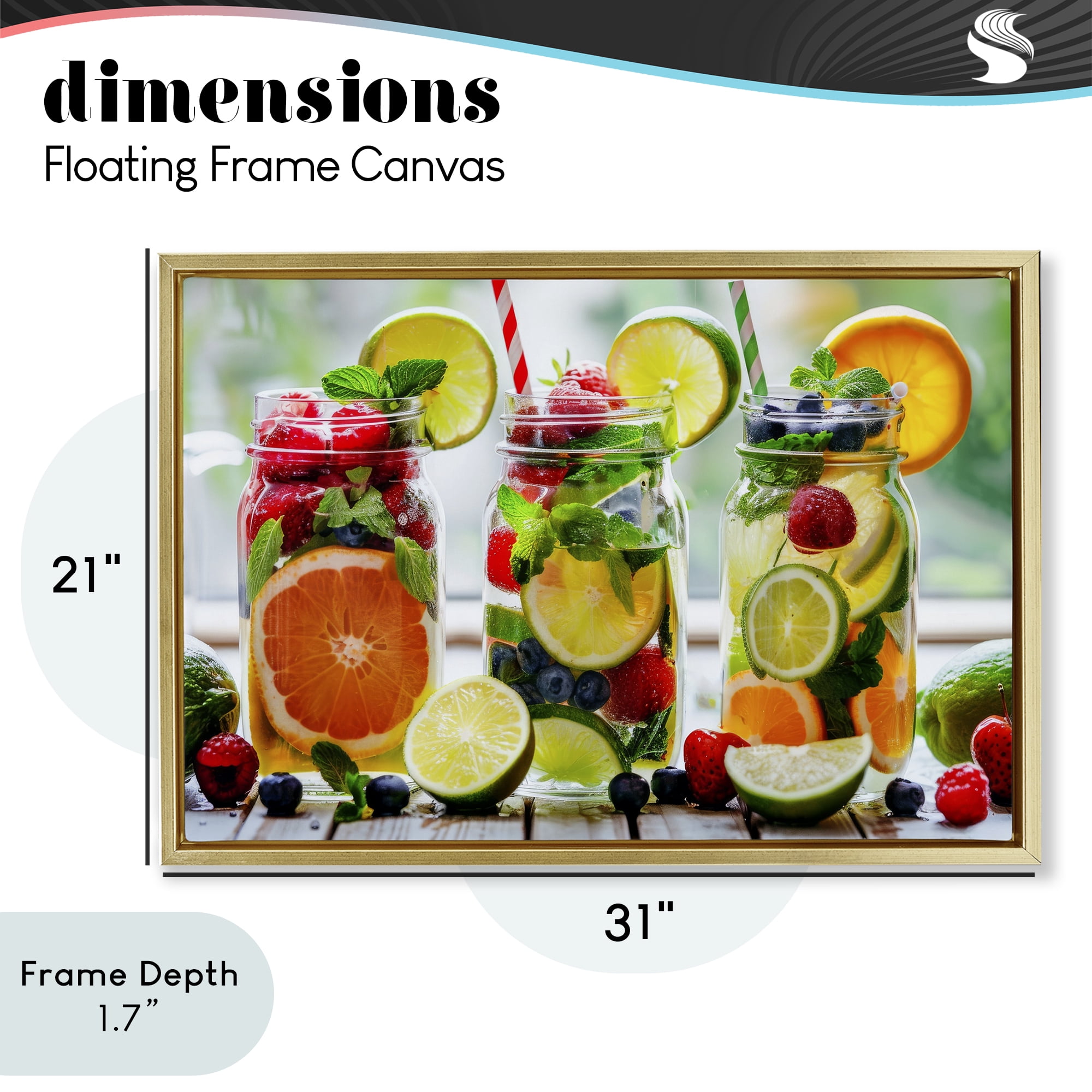 Stupell Industries Vibrant Citrus & Berry Infusion Gold Framed Floater Canvas Wall Art, design by Lazar Studio