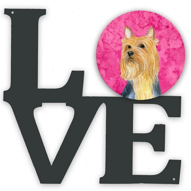 Carolines Treasures Pink Silky Terrier Metal Artwork Love Wall-Decor, Multicolor
