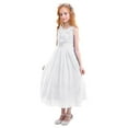 thumbnail image 6 of IBTOM CASTLE Girls Flower Vintage Lace Princess Long Dress for Kids Tulle Pageant Formal Party Wedding Floor Dance Evening Gown 11-12 Years White, 6 of 8