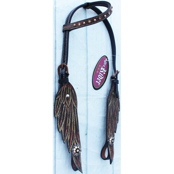 Horse Show Tack Horse Bridle Western Leather Headstall Dark Brown 8285HA