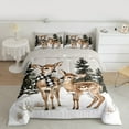 thumbnail image 3 of Manfei Wild Deer Bedding Comforter Set,Cute Xmas Reindeer Twin Comforter Sets,Brown White Green Bedding Set For Boys Kids,Ultra Soft Home Decor Reversible,2 Pieces, 3 of 9