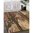 thumbnail image 3 of Ahgly Company Machine Washable Indoor Round Transitional Red Brown Area Rugs, 7' Round, 3 of 7