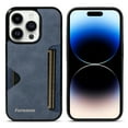 thumbnail image 2 of ELEHOLD for iPhone 15 Pro Case Vintage Premium PU Leather Wallet Case with Back Credit Card Holder Slim Thin Lightweight Shockproof iPhone 15 Pro Phone Case 6.1 inch, Blue, 2 of 8
