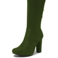 thumbnail image 4 of YDN Women Classic Round Closed Toe Lace Up Long Boots Block High Heel Zippers Knee High Boots Office Prom Dressy Shoes Size 6.5 Green, 4 of 4