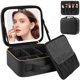 thumbnail image 1 of Bolsa de Maquillaje Profesional con Espejo LED - Cosmetiquera para Mujer, Bolsa de Cosmético Gran Capacidad, 3 Luces Colores Ajuste Táctil, 6 Divisores Ajustable, Negro, 1 of 4
