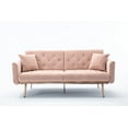 thumbnail image 4 of Modern Futon Sofa Bed Velvet Fabric Golden Metal Legs 3 Seats 68 inch Wide Loveseat Sofa Living Room Sofa with 2 Throw Pillows, 4 of 7