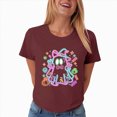 thumbnail image 6 of NOLDARES Halloween Shirt for Women Funny Ghost Costume Tshirts Halloween Short Sleeve Graphic Tee Tops(Wine,XXXL), 6 of 7