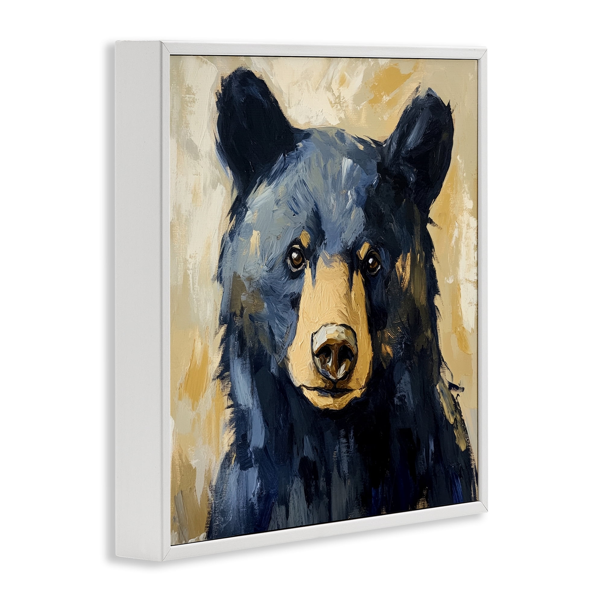 Stupell Industries Big Bear with Brushstrokes White Framed Giclee Art, design by Petal Prints Design