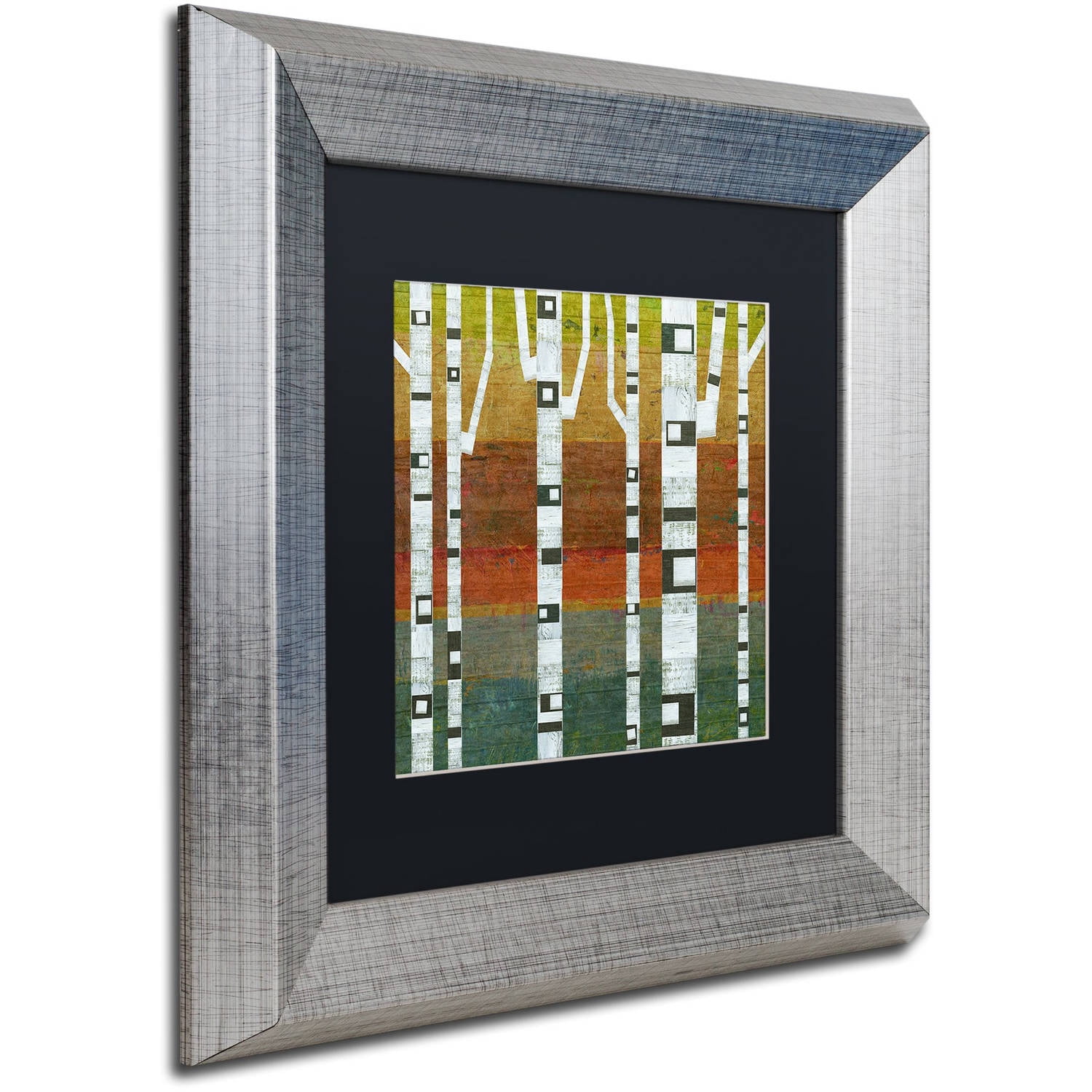 Trademark Fine Art "Birches" Canvas Art by Michelle Calkins, Black Matte, Silver Frame